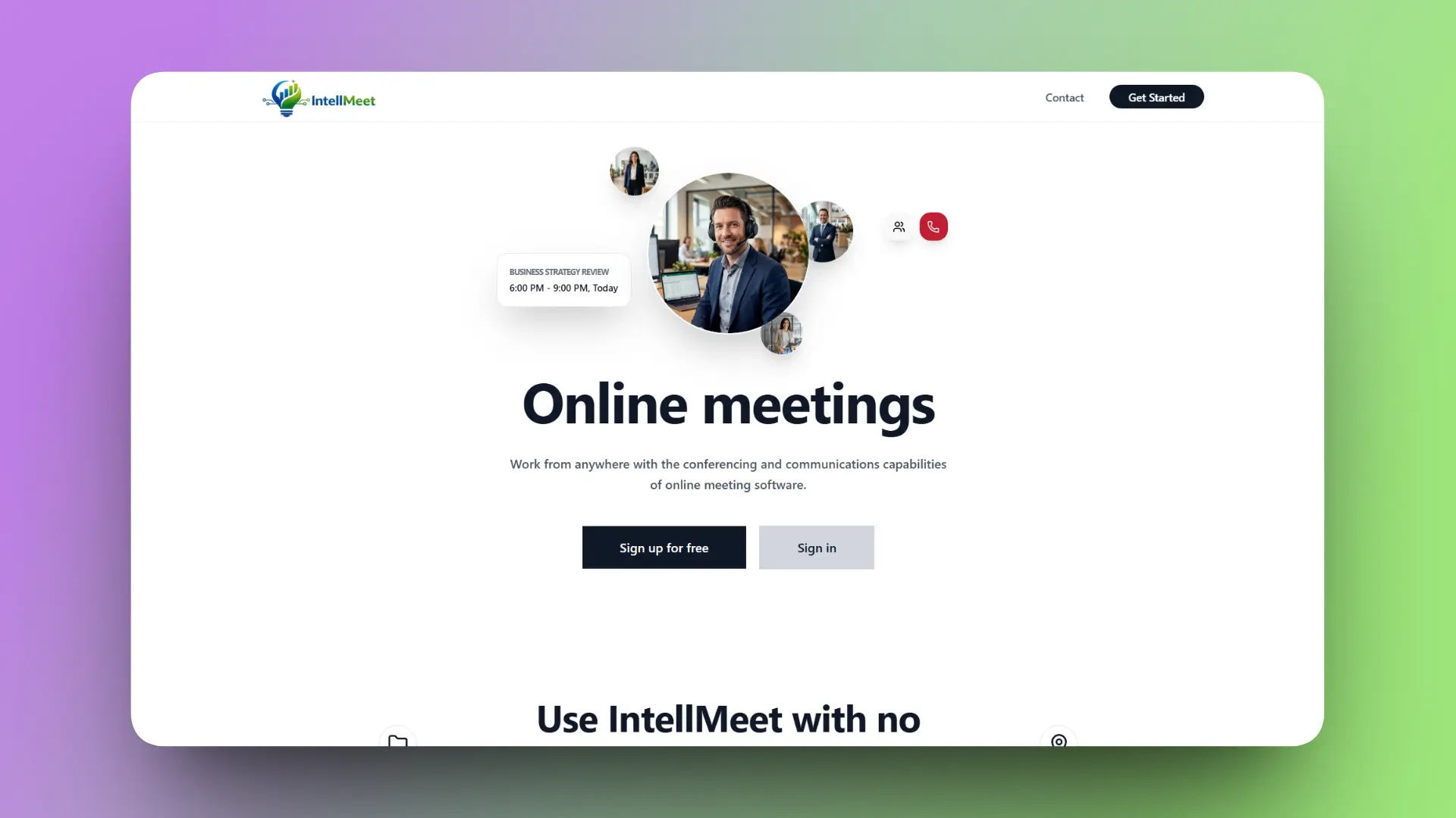 Landing Page — Online Meetings