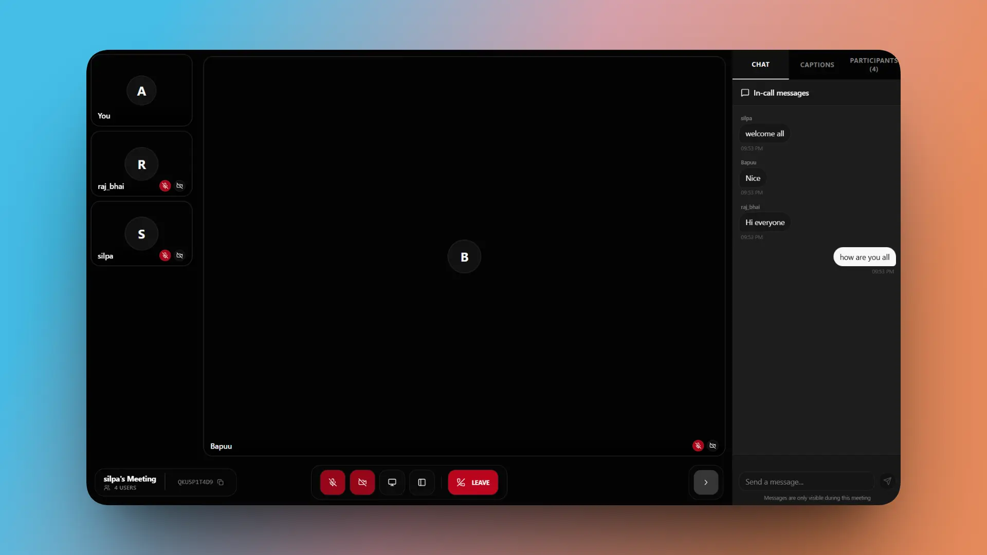 Live Video Call — Left-Right Layout with Chat